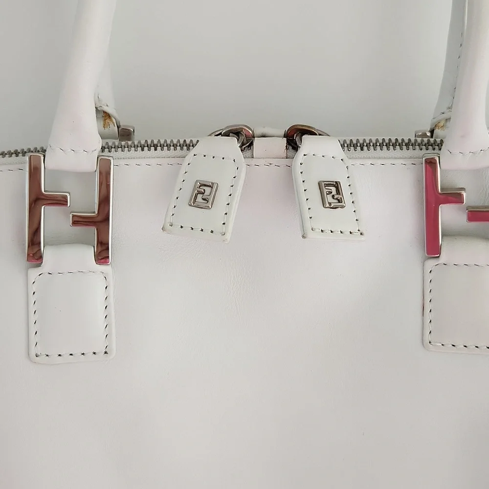 FENDI Glacier FF Logo Calf Leather Medium Tote Bag - Picture 3 of 11